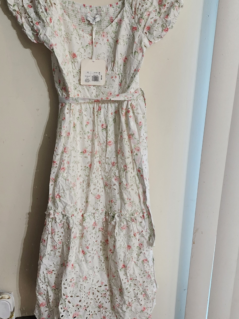 LoveShackFancy x Target Ivory Floral Eyelet Midi Dress NWT Size 12
